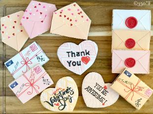 valentine's day cookies in love letters theme