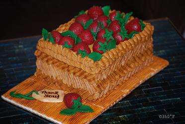 A basket of chocolate strawberries cake as a gift of gratitude