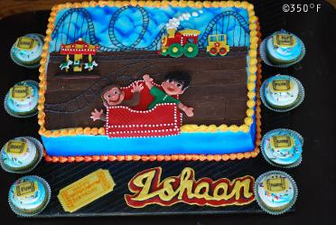 A fantastic birthday party at the amusement park needs a fancy birthday cake