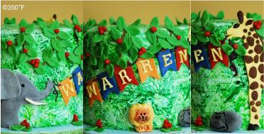 Jungle themed first birthday cake
