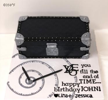 A Louis Vuitton watch cake cake ordered by a client and her daughter for her husband's 49th birthday