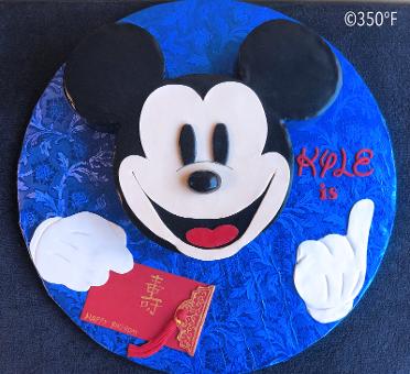 A mickey mouse cake for Kyle in Chinese birthday theme.