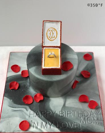 engagement ring romantic birthday marble effect rose petals
