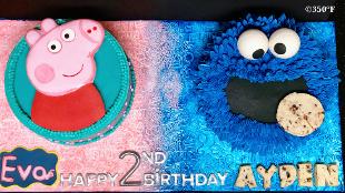 twins birthday - peppa pig and cookie monster