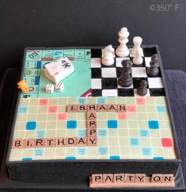 A unique birthday cake for a unique boy who loves board games.
