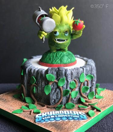 For a Skylanders fan, food fighter cake topper made of chocolate.