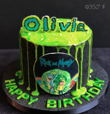 rick and morty themed birthday cake for a ardent fan