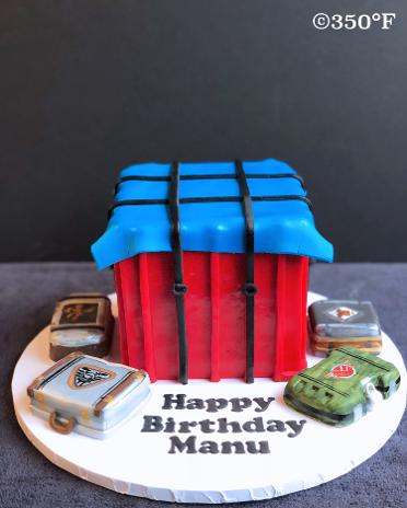 PubG themed loot crate birthday cake