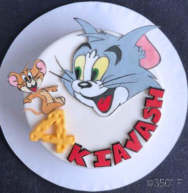 Tom and Jerry themed 4th birthday cake
