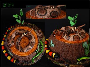 birthday cake for a snakes lover with different species of snake molded with chocolate