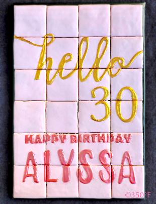 30th birthday cookie puzzle in pink and gold