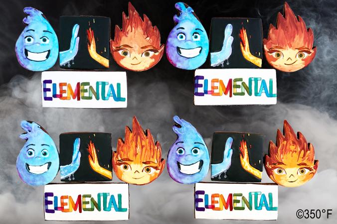 Elemental-movie themed cookies