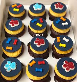 bones and paw print cupcakes for a Paw Patrol themed birthday party