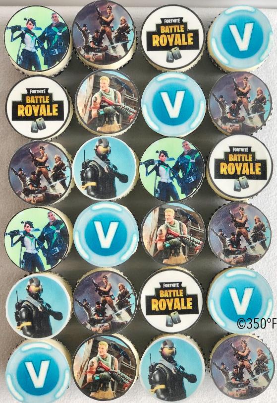 fortnite video game cupcakes with printed graphics