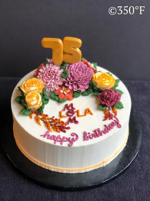 Floral buttercream cake for a grandma's 75th birthday
