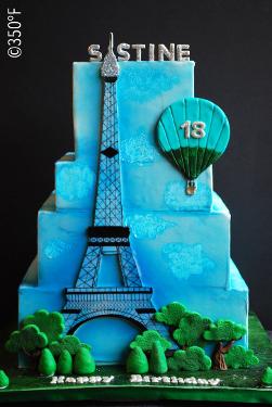 Travel themed destination Debutante Cake with Eiffel tower