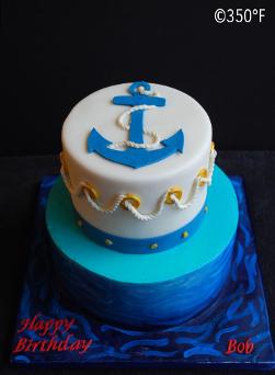 Nautical themed tiered cake for a gentleman's birthday