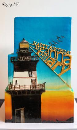 Orient Point Lighthouse, the recipients' favorite place featured on their birthday cake.