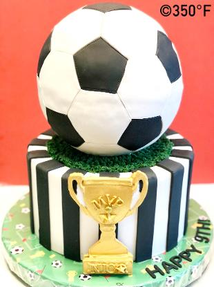 soccer tiered birthday cake