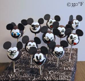 Mickey Mouse emoji cakepops for childrens party designed by 350 Degree Fahrenhe