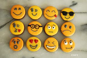 Yellow round emoji cookies in Manhattan, NY