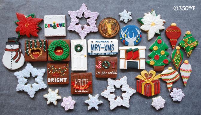 Holiday cookies with an assortment of flavors make this custom decorated cookie set a memorable gift for family, friends and clients