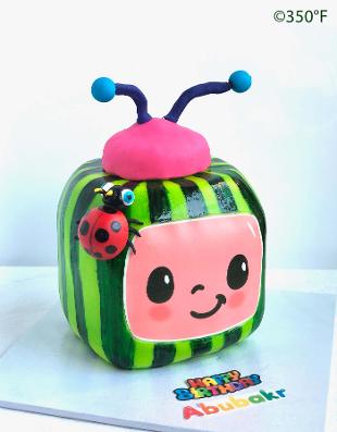 Cocomelon watermelon TV with red and black lady bug in Manhattan, NY