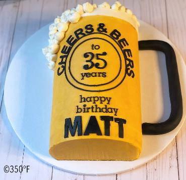 beer mug cake for a birthday party at Biergarten