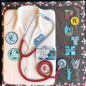 A doctor's coat cake for a 40th birthday