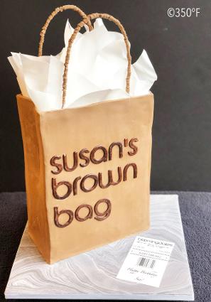 brown paper shopping bag cake