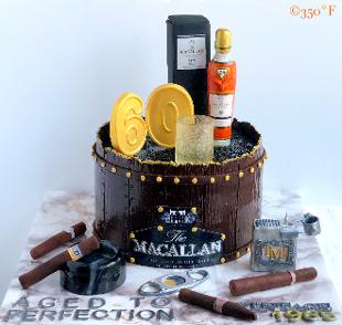 Scotch and Cigar-themed 60th birthday cake