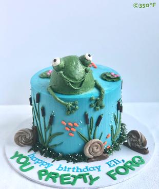 a kid's birthday cake with his favorite character kermit