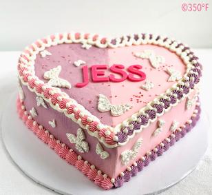 Dual tone heart cake in pink and purple