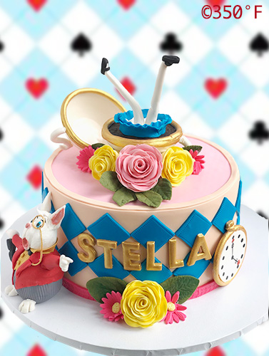 Alice in Wonderland 1st birthday cake