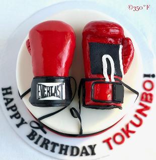 boxing gloves cake topper made of rice krispie treats