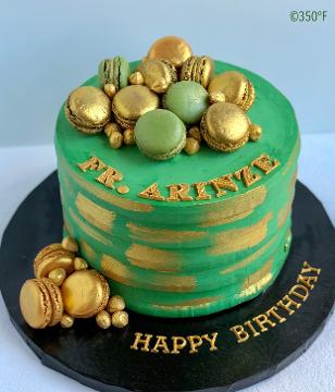 green and gold birthday cake