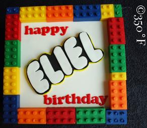lego themed cake for a 7th birthday party