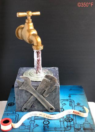 Faucet cake for plumber's birthday