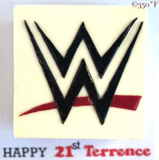 21st birthday cake in the World Wrestling Entertainment theme