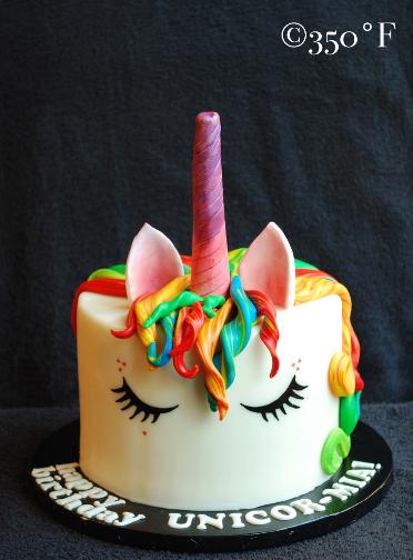 rainbow unicorn cake for a 7th birthday of a princess