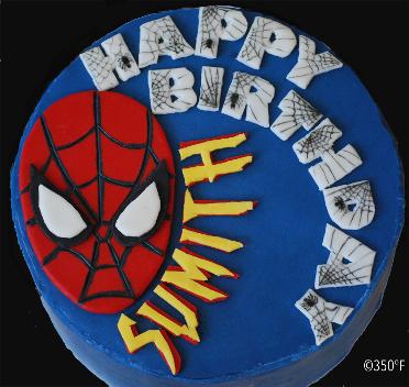 A spiderman themed cake for amazing smith's birthday