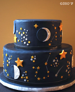 NYC stars and moon navy blue round two tier.