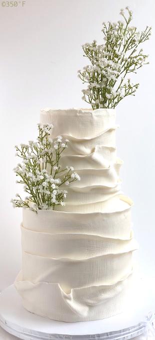 burlap and baby's breath themed wedding cake